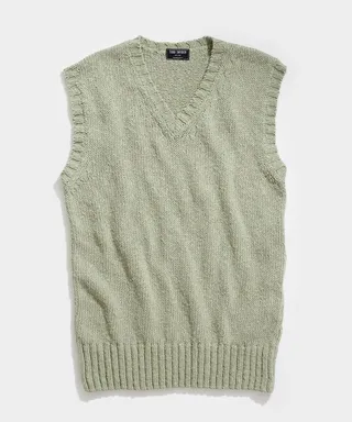 Cotton Sweater Vest in Sage