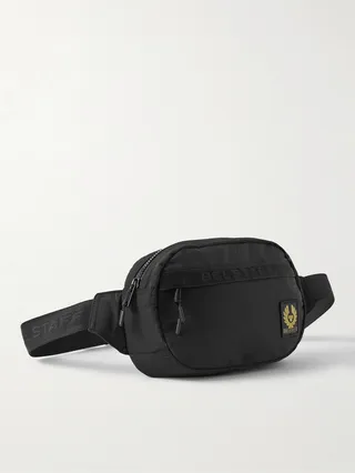 Logo-Appliquéd Webbing-Trimmed Ripple Shell Belt Bag