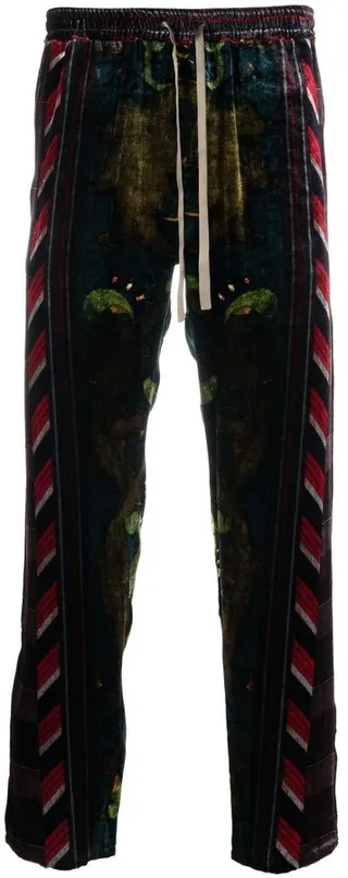 Panel-Detail Printed Straight Trousers