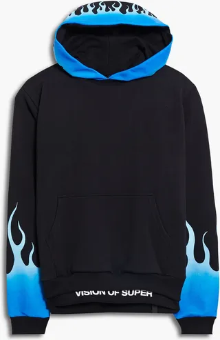 Printed French cotton-terry hoodie