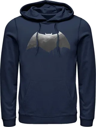 Men's Zack Snyder Justice League Batman Silver Logo Pull Over Hoodie - Navy Blue - 2X Large
