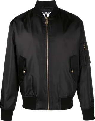 Black Barocco Print Bomber Jacket