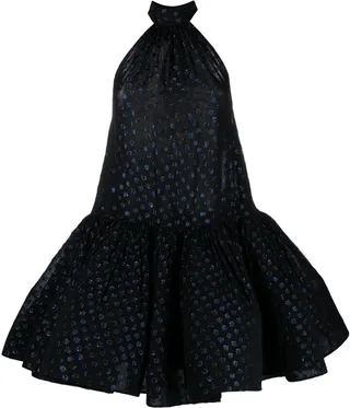 Silk Flared Polka-Dot Dress