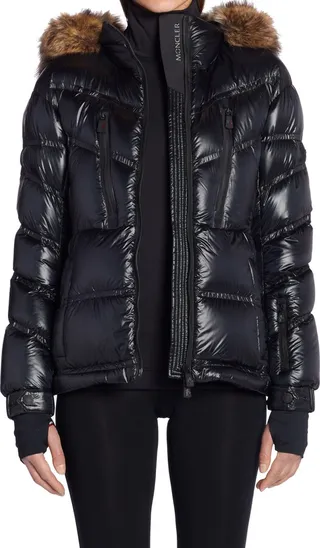 Bernin Water Repellent Down Jacket with Faux Fur Trim