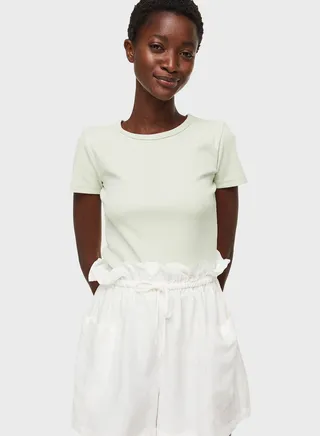 Ribbed Crew Neck Top