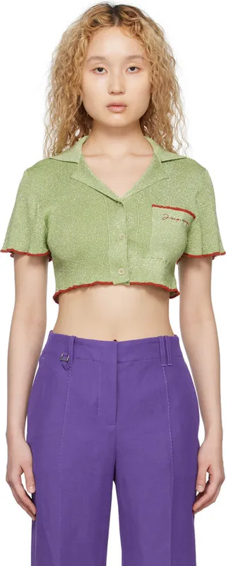 Jacquemus Green Le Raphia 'Le Haut Brilho' Polo