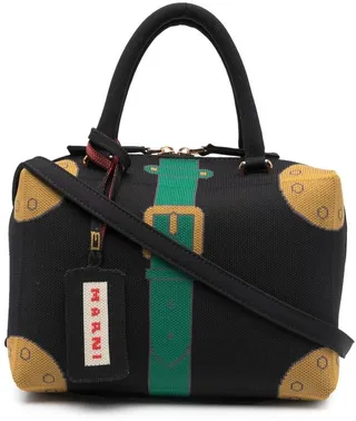 Cubic jacquard-pattern tote bag