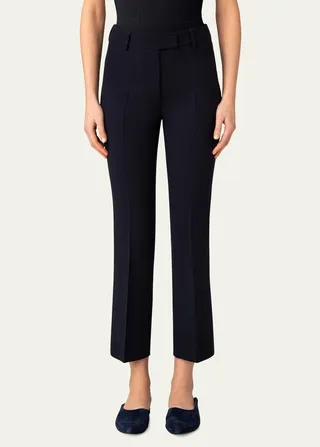 High-Rise Wool Crepe Bootcut Crop Pants