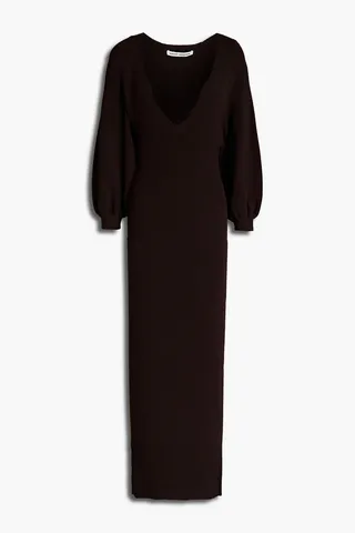 Ribbed-knit midi dress