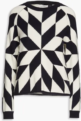 Intarsia wool and cashmere-blend sweater