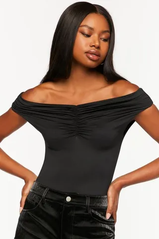 Ruched Off-the-Shoulder Bodysuit