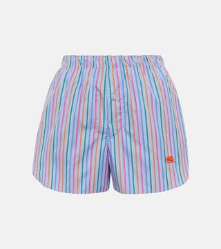 Striped cotton poplin shorts