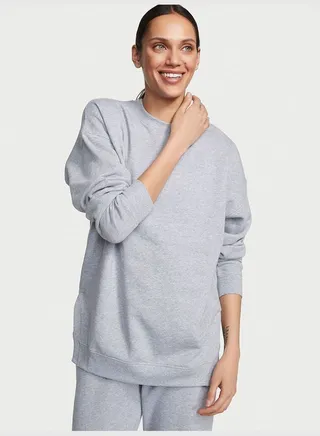 Cotton Fleece Mock Neck Pullover