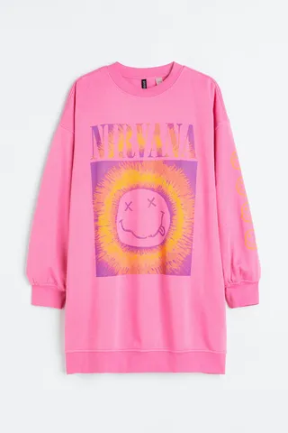 Oversized Printed Sweatshirt Dress