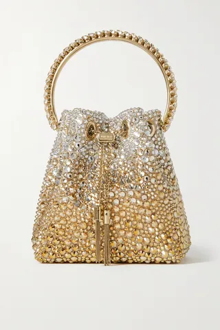 Jimmy Choo - Bon Bon Crystal-embellished Satin Mini Bag - Gold