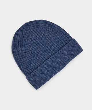 Italian Recycled Cashmere Beanie in Blue