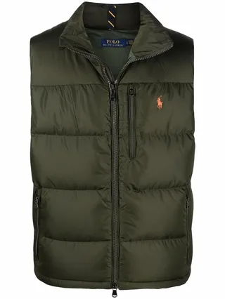 Logo-Embroidered Stand-Up Neck Gillet
