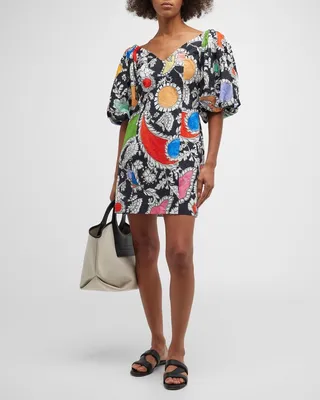 Nomi Puff-Sleeve Organic Cotton Mini Dress