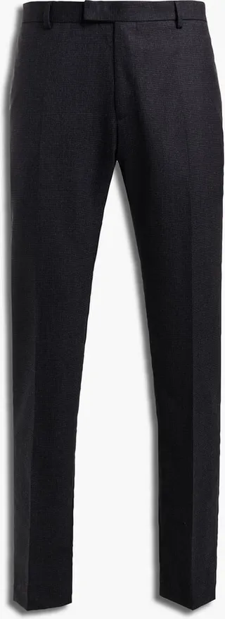 Slim-fit houndstooth wool-twill suit pants