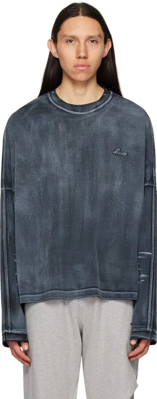 We11done Black Washed Long Sleeve T-Shirt