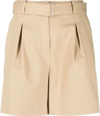Belted Stretch-Cotton Shorts