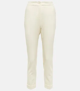 Cropped jacquard wool pants