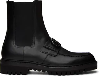 Valentino Garavani Black VLogo Strap Chelsea Boots