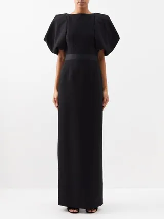 Clementine Balloon-sleeve Crepe Maxi Dress