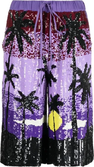 Sequin-Embellished Drawstring Shorts