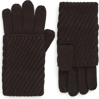 Travelling Rib Fold Over Cuff Knit Gloves