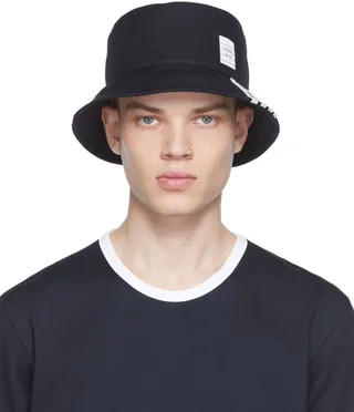 Thom Browne Navy 4-Bar Classic Bucket Hat