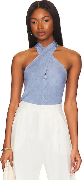 Cross Neck Smocked Halter Top