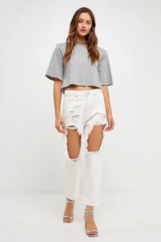 Grey Lab Distressed Jeans - White