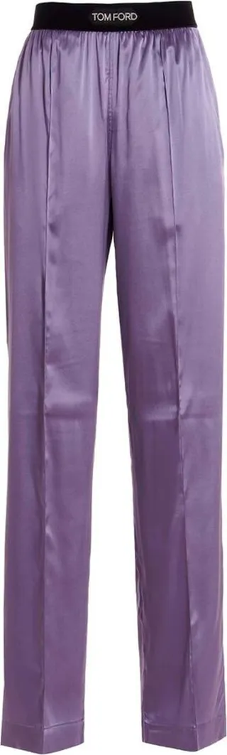Tom Ford Logo Waistband Straight Leg Pants