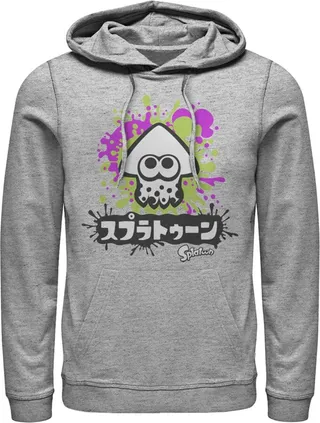 Men's Nintendo Splatoon Inkling Squid Pull Over Hoodie - Athletic Heather - 3X Large