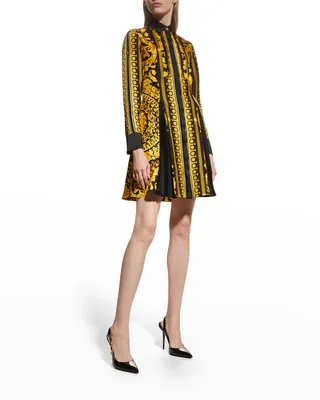 Baroque Heritage Pleated Mini Shirtdress