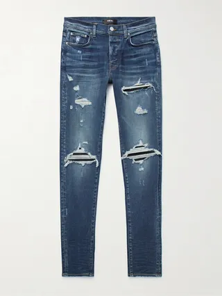 MX1 Skinny-Fit Panelled Distressed Jeans