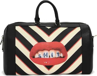 Stripe-Print Lips Holdall