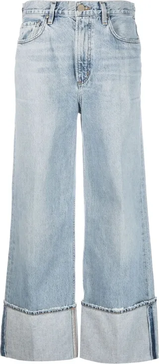 Folded-Edge Wide-Leg Jeans