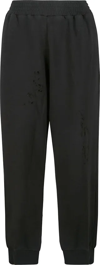 Distressed Effect Elastic Waist Track Pants
