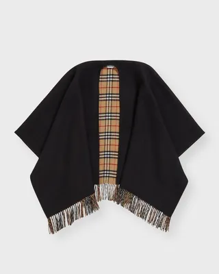 Reversible Check Wool Cape