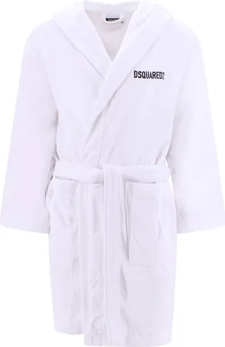 Cotton bathrobe with iconic embroidery on the back