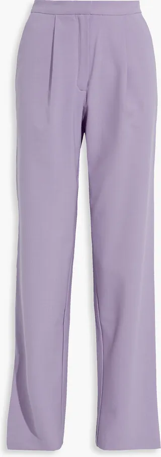 Pleated twill wide-leg pants