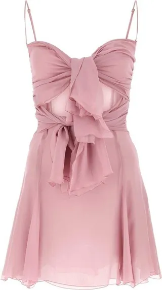 Blumarine Twisted Drape Detailed Mini Dress