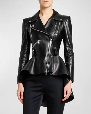 Leather Fit & Flare Biker Jacket