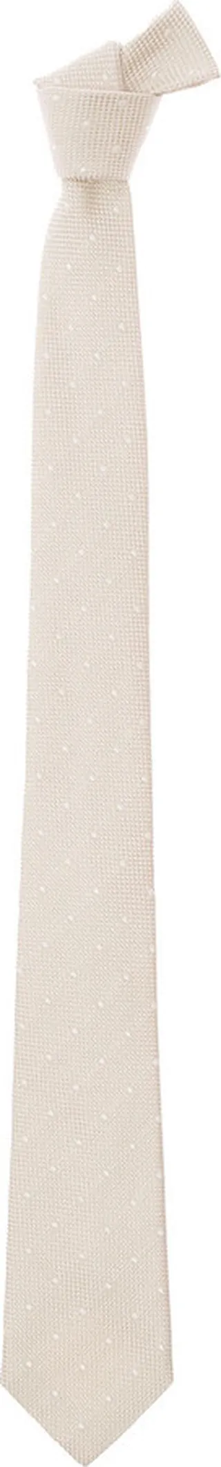 Beige Classic-style Polka Dotstie In Silk Man