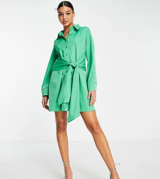 In The Style x Billie Faiers exclusive shirt dress with belt detail in green