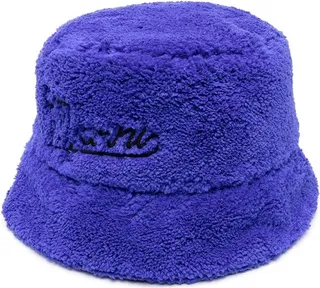 Textured Embroidered-Logo Bucket Hat