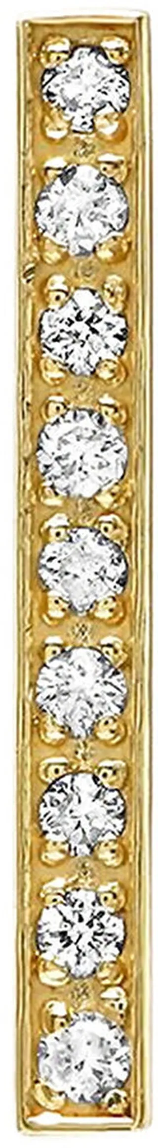 Diamond Long Bar Yellow Gold Single Stud Earring