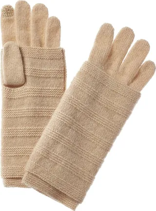 Hannah Rose Link Stitch 3-in-1 Cashmere Gloves